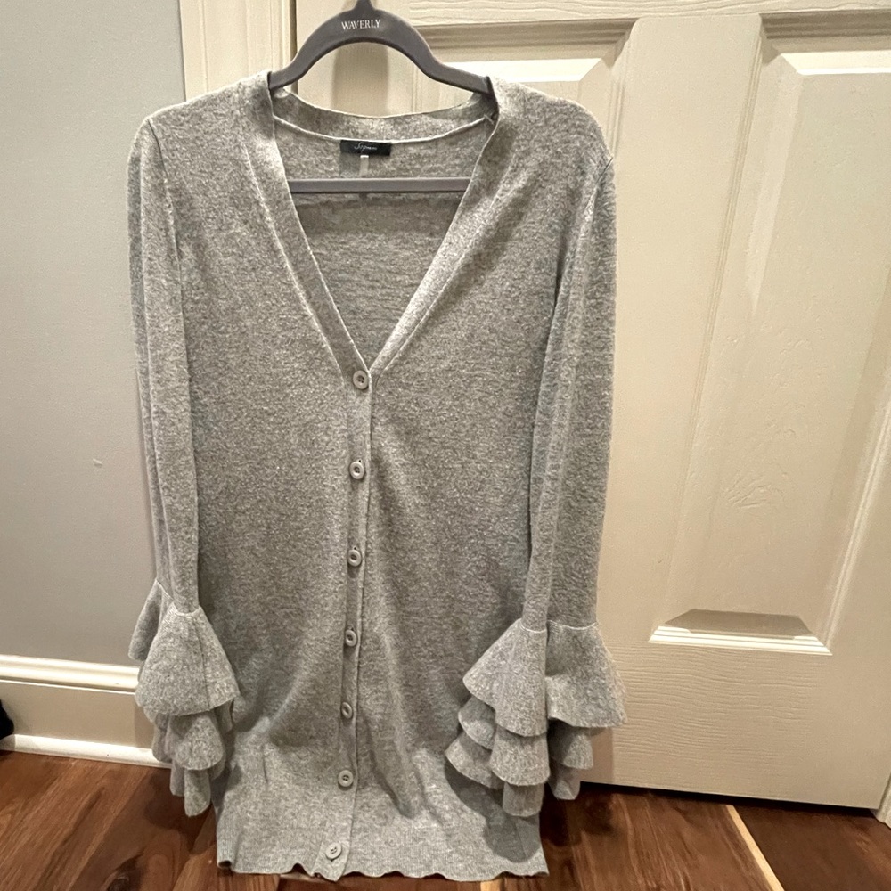 Gray long cardigan with fun sleeves